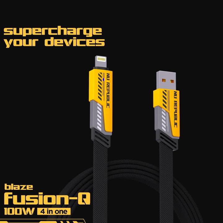 GadgetNest 4-in-1 Fast Charging Cable β Type-C, Lightning, MicroUSB & USB
