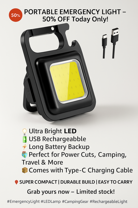 Mini Rechargeable LED Work Light with Hook & Stand – Ultra Bright COB Flashlight